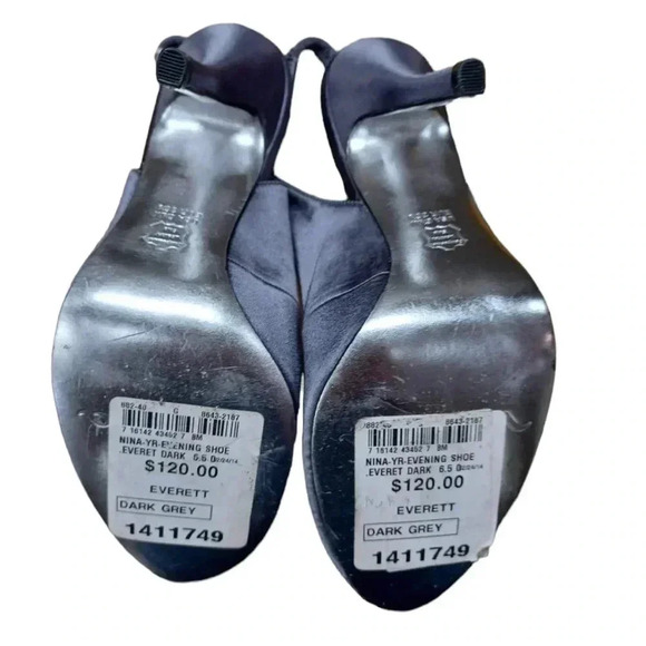 Nina Dark  Grey Slingback Heels With Embellishments Size 6.5 - Picture 6 of 10